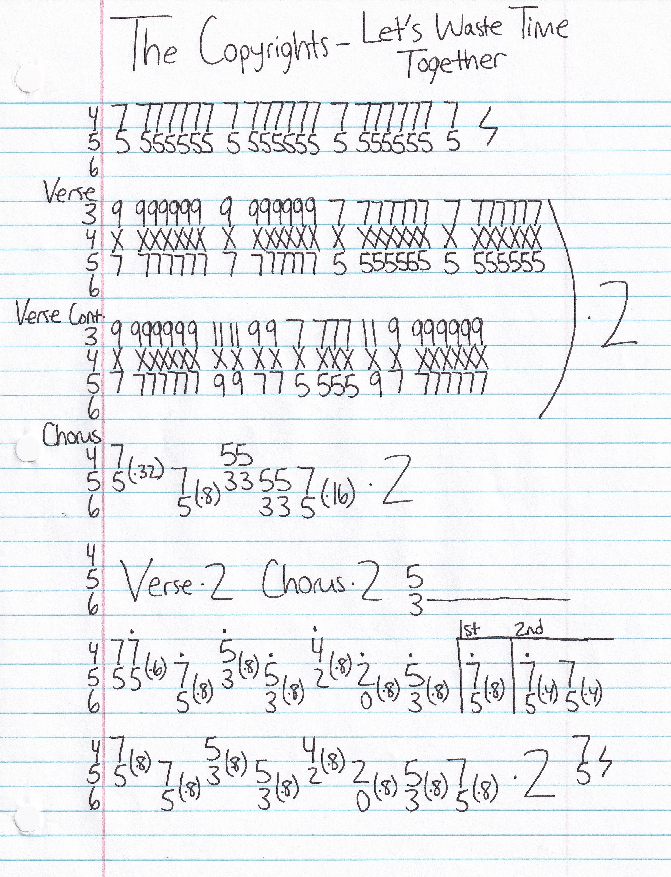 High quality guitar tab for Let's Waste Time Together by The Copyrights off of the album We Didn't Come Here To Die. ***Complete and accurate guitar tab!***